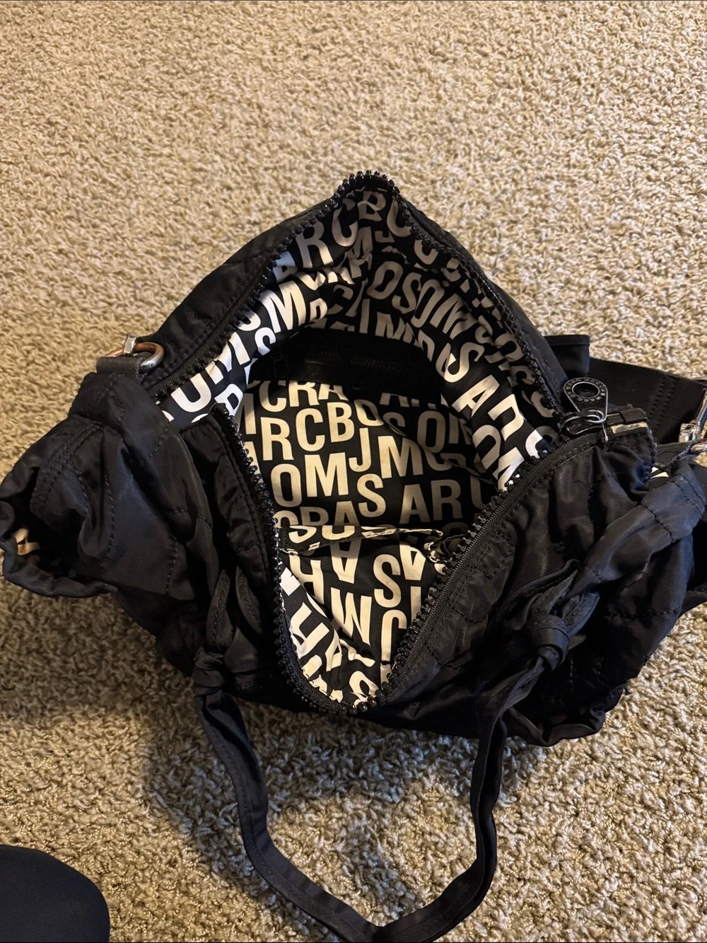 Marc by Marc Jacobs Black Quilted Tote with Metal Logo Plate
